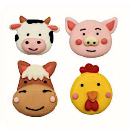 Farm Animal Faces Sugar Decorations